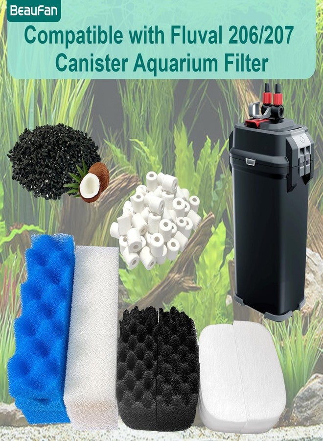 beaufan 24 Pack Aquarium Media Kit Replacement for Fluval 206/207 Canister Filters, Replacement Bio Foam Filters, Activated Carbon & Ceramic Rings (2 Sets Maintenance Bundle) - Image 2